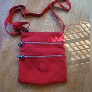 Kipling Red Two Zipper Front Cross Body With Adjustable Strap